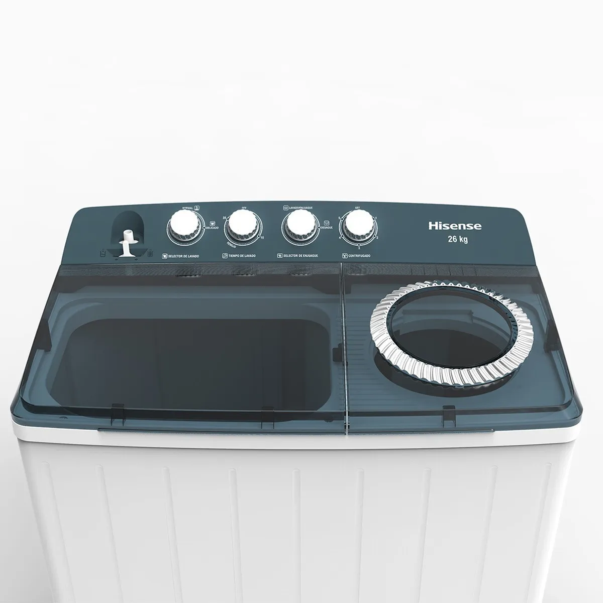 Lavadora Hisense Doble Tina 26 Kg Semiautomática Storm Wash Color Blanco