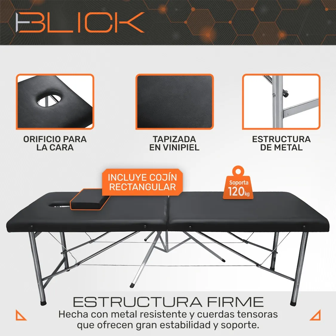 Cama De Masaje Plegable Portátil Profesional 120kg Blick