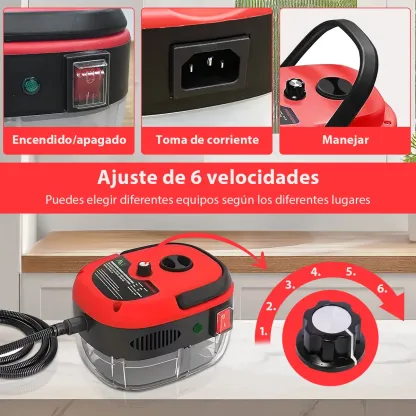 Limpiador de Vapor de Alta Presión, Máquina de Limpieza de Vapor de 2500W Portátil de Alta Temperatura para Baño, Humedad Ajustable para Uso Doméstico, Cocina, Grasa, Detalles de Coche