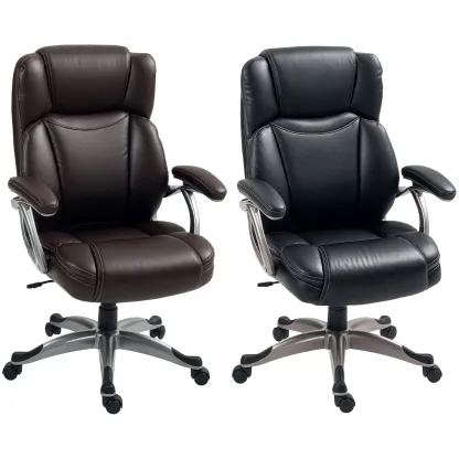 HOMCOM Silla de Oficina con Respaldo Alto, Silla de Ordenador Giratoria Inclinable