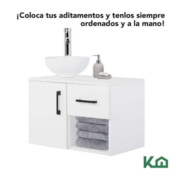 Mueble Kit Para Baño Gabinete Organizador Lavamano Monomando blanco
