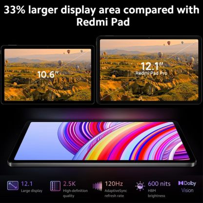 Xiaomi Redmi Pad Pro WiFi Version 12.1" Octa Core Global ROM 10000mAh Bluetooth 5.3 8MP Dual Camera + (33w Dual USB Fast Auto Combo) (Ocean Blue, 256GB + 8GB)