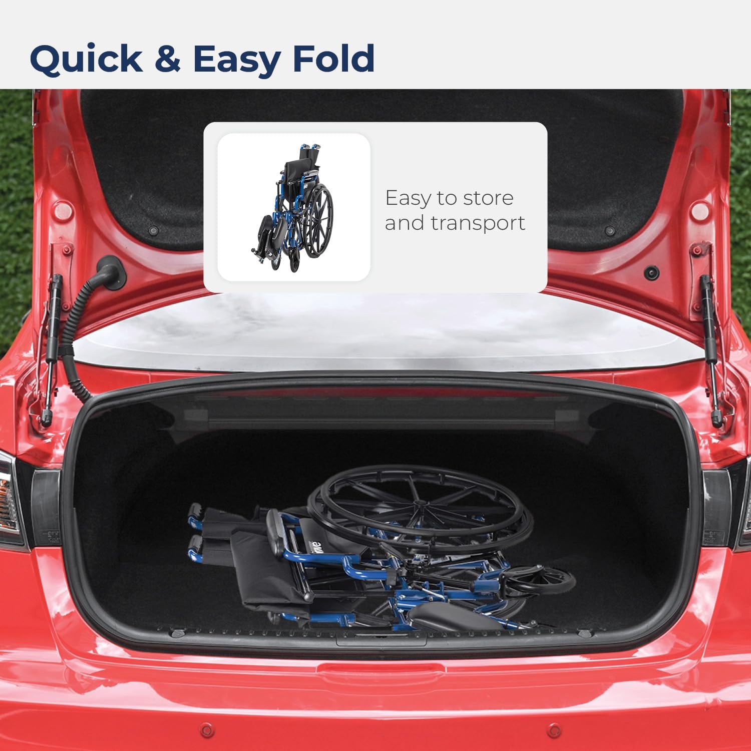 Drive Medical BLS20FBD-ELR Blue Streak Wheelchair with Flip Back Desk Arms and Elevating Leg Rests, Blue