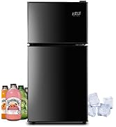 KRIB BLING Refrigerador de 3.5 pies cúbicos con congelador de 2 puertas de ahorro de energía Refrigerador compacto...