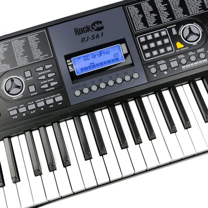 RockJam - Kit de piano con teclado de 61 teclas con banco para teclado, soporte para teclado, auriculares, pegatinas para notas de piano y lecciones de piano Simply