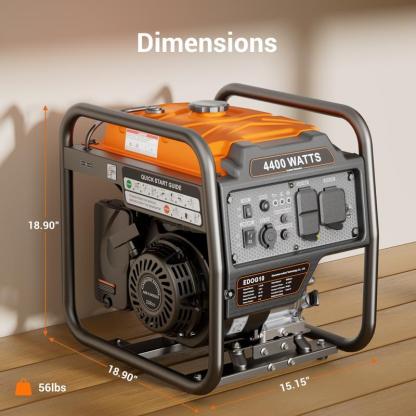 🎁Generador inversor portátil de 4400 W, alimentado por gasolina, modo ECO, silencioso, apto para caravanas.