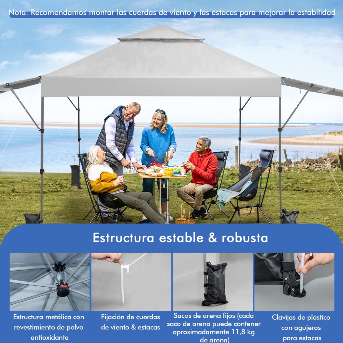 Costway 3x3m Pabellón Emergente Instantáneo Plegable para Exterior con Dos Mitades de Toldo Carpa Portátil Ajustable en Altura para Camping