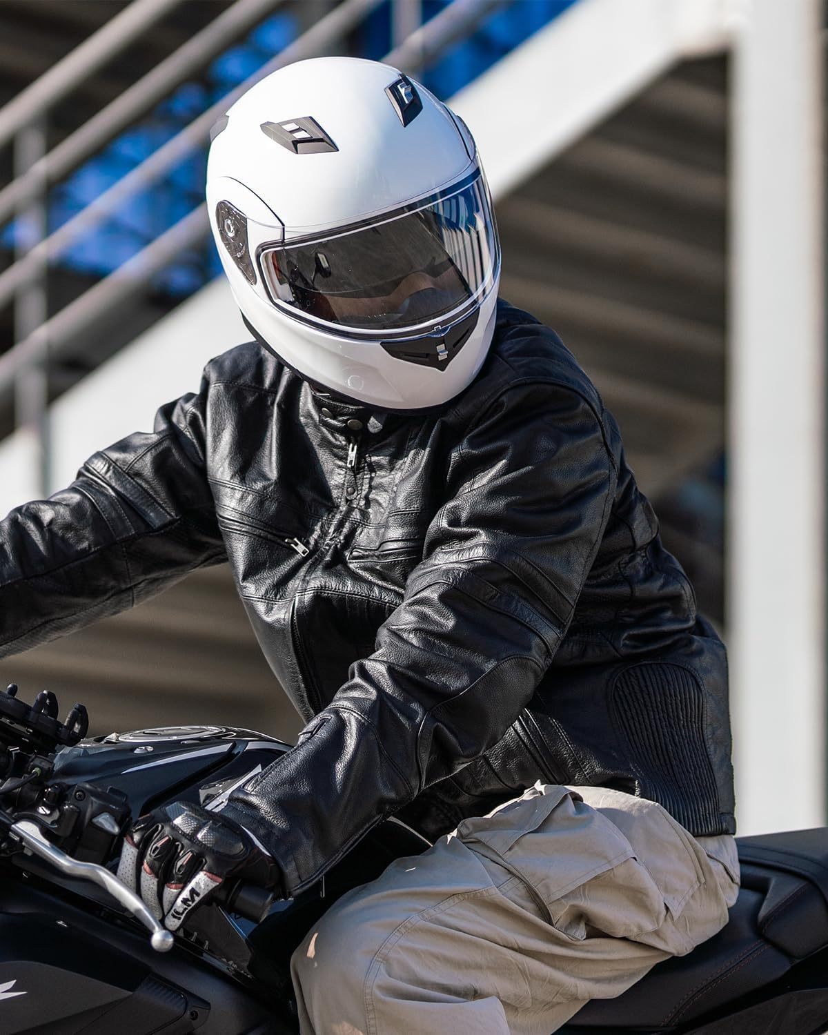 ILM - Casco de Motocicleta Modular Integrado con Bluetooth, con protección Solar para Mp3, Modelo 953/953 Pro