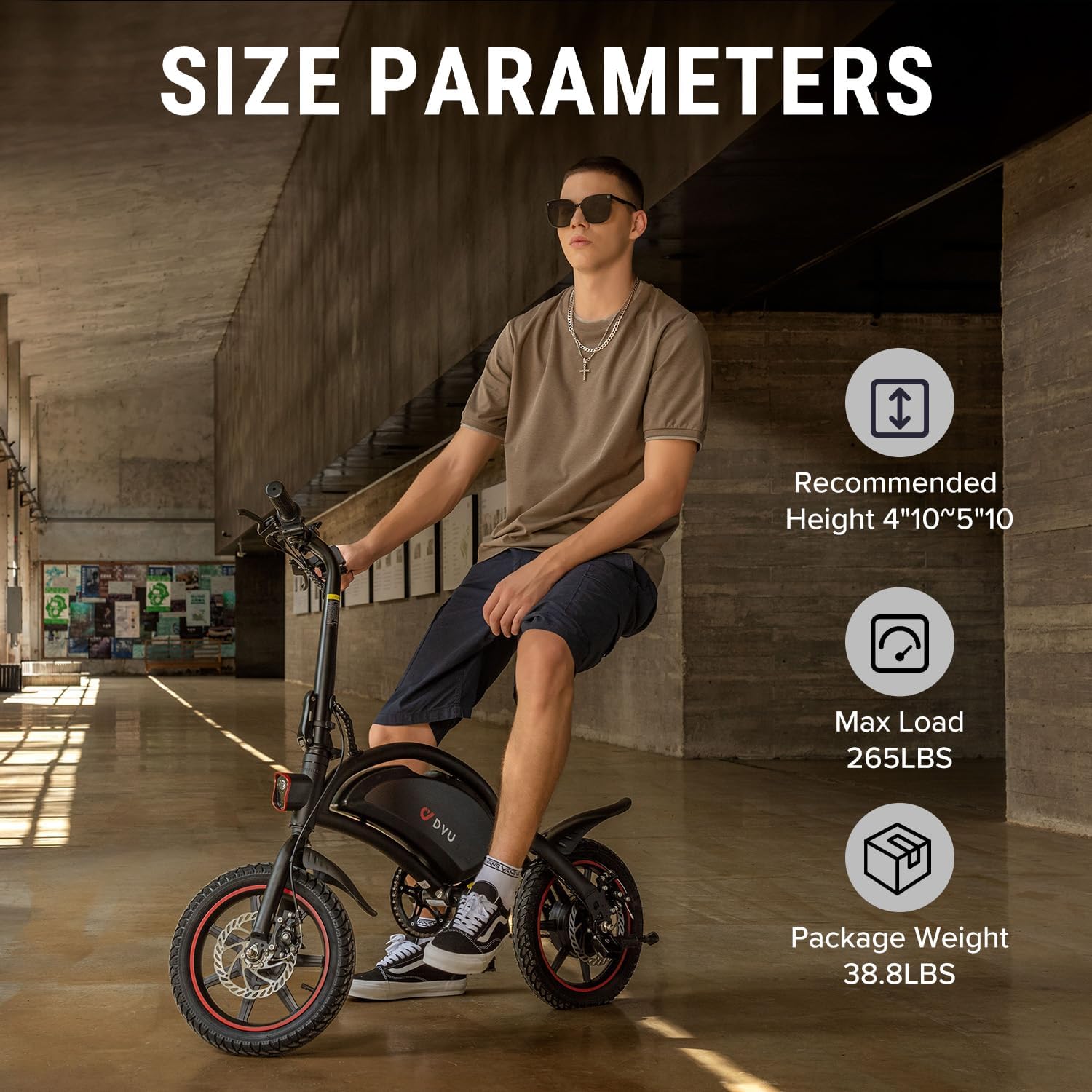 DYU - Bicicleta eléctrica para adultos y adolescentes, bicicleta eléctrica plegable de 14 pulgadas, bicicleta eléctrica de ciudad de cercanías con motor de 250 W y batería de iones de litio de 36 V 10