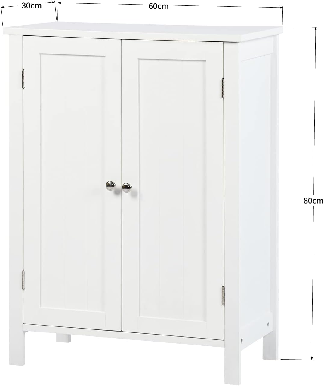 Gabinete de Almacenamiento para Piso de Baño con Puerta Doble, Estante Ajustable, para Baño, Sala de Estar, Cocina, Estilo Nórdico Escandinavo, Fácil Montaje