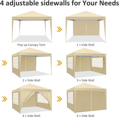 COBIZI - Toldo desplegable de 10 x 20 Pulgadas con 6 Paredes Laterales, toldo Impermeable para Eventos al Aire última intervensión, UPF 50+ cenador portátil para Fiestas, Playa, Camping, Boda,