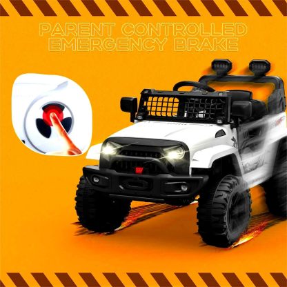 Hetoy Ride on Truck Car 12V Kids Electric Vehicles with Remote Control Spring Suspension, LED Lights, Bluetooth, 2 Speeds