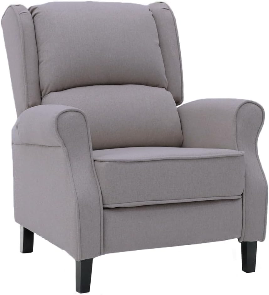 VANLIG | Sillón Reclinable Manual de Tela | Reposet Confortable Individual | Ajustable | Espuma Alta Densidad | Fácil Instalación | Material Premium | Color Gris