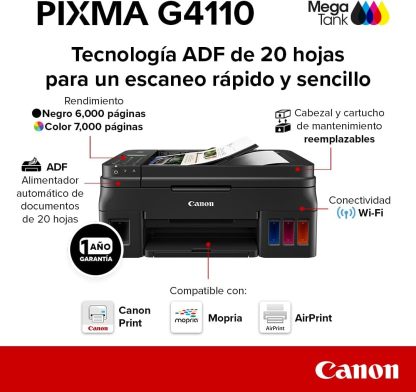 Canon Multifuncional de Inyección de Tinta Continua G3110