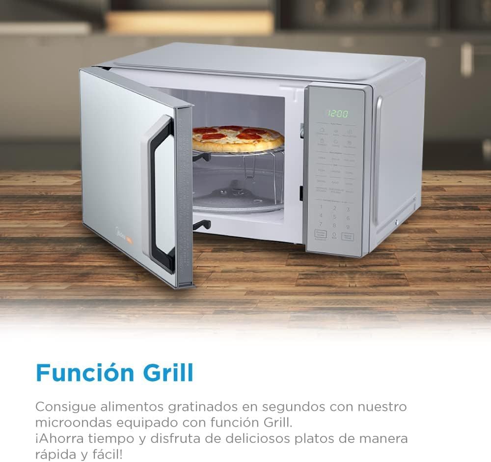 Midea MMDXG11S2MG Horno de Microondas Talent Grill 1.1 Pies Cúbicos (31L) Silver Mirror