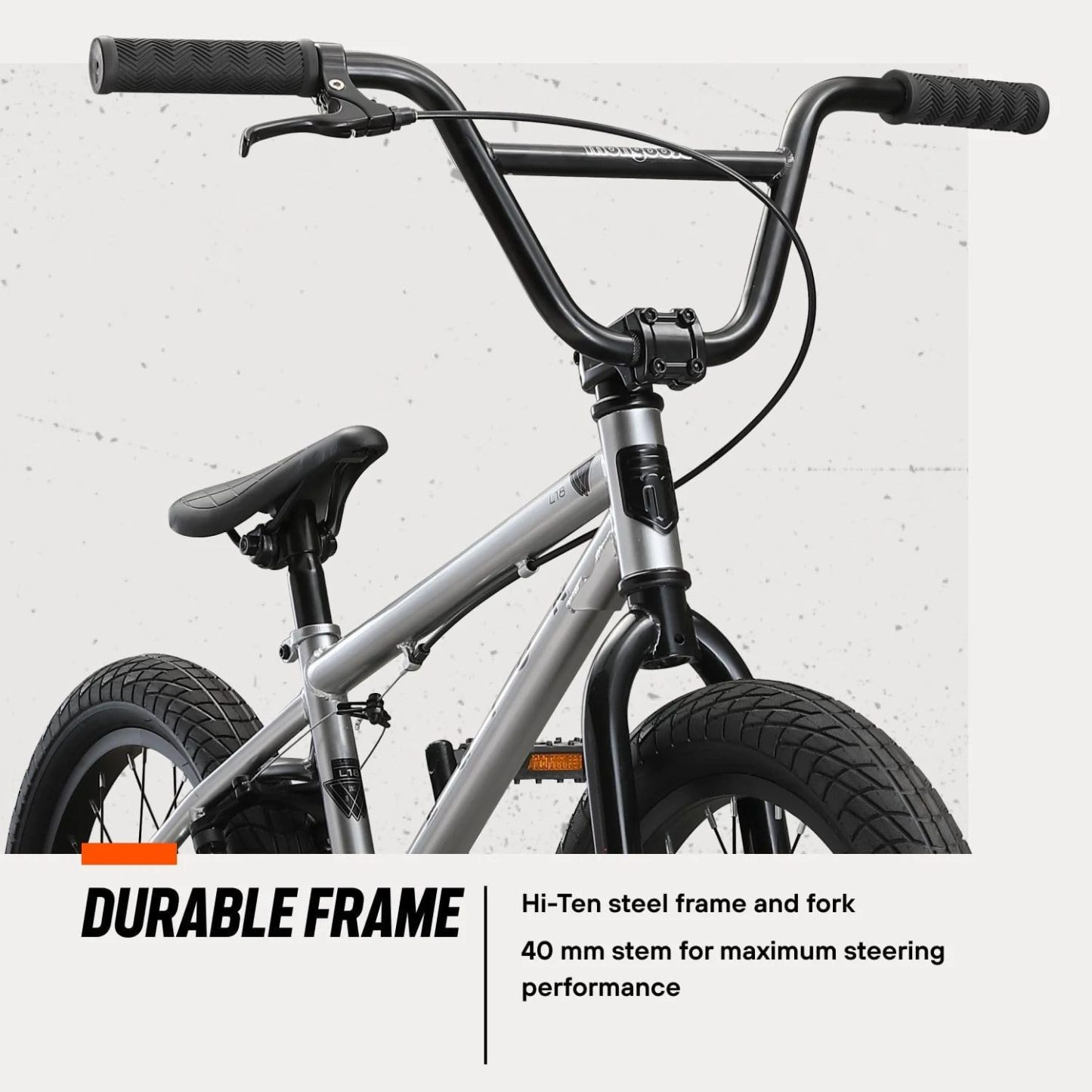 Mongoose Legion Freestyle Sidewalk Bicicleta BMX para niños y principiantes a usuarios avanzados, ruedas de 16-20 pulgadas (40.64 cm - 50.80 cm), marco de acero Hi-Ten, Micro Drive 25x9T engranaje BMX
