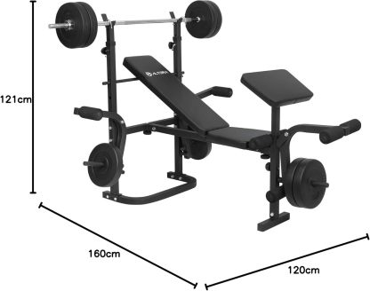 Altera Banco para Pesas Multiposiciones con Kit de 8 Discos de 10 lbs y Barra Recta