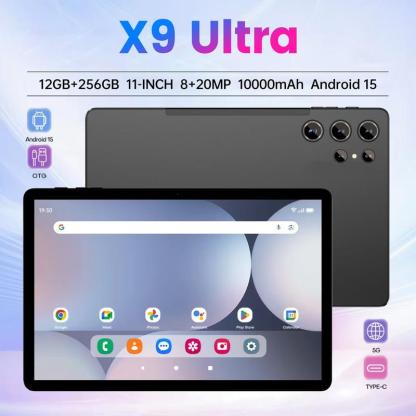 【Regalos Navideños】X9 Ultra 11\" Tablet Android 15 con 256GB Almacenamiento, 12GB RAM, Batería 10000mAh y WiFi 5G
