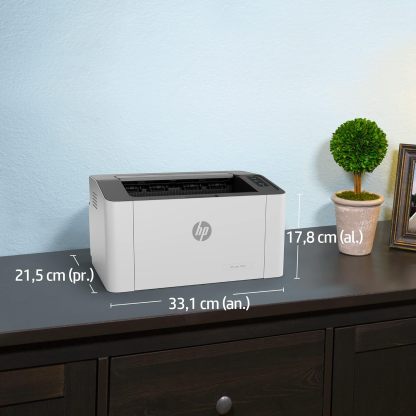 HP Impresora Laser 107w, Láser, Impresión en Negro, Wi-Fi, USB, Impresión y escanéo desde HP Smart App, Apple Air Print, Bandeja de 150 hojas, Pantalla LED (4ZB78A)
