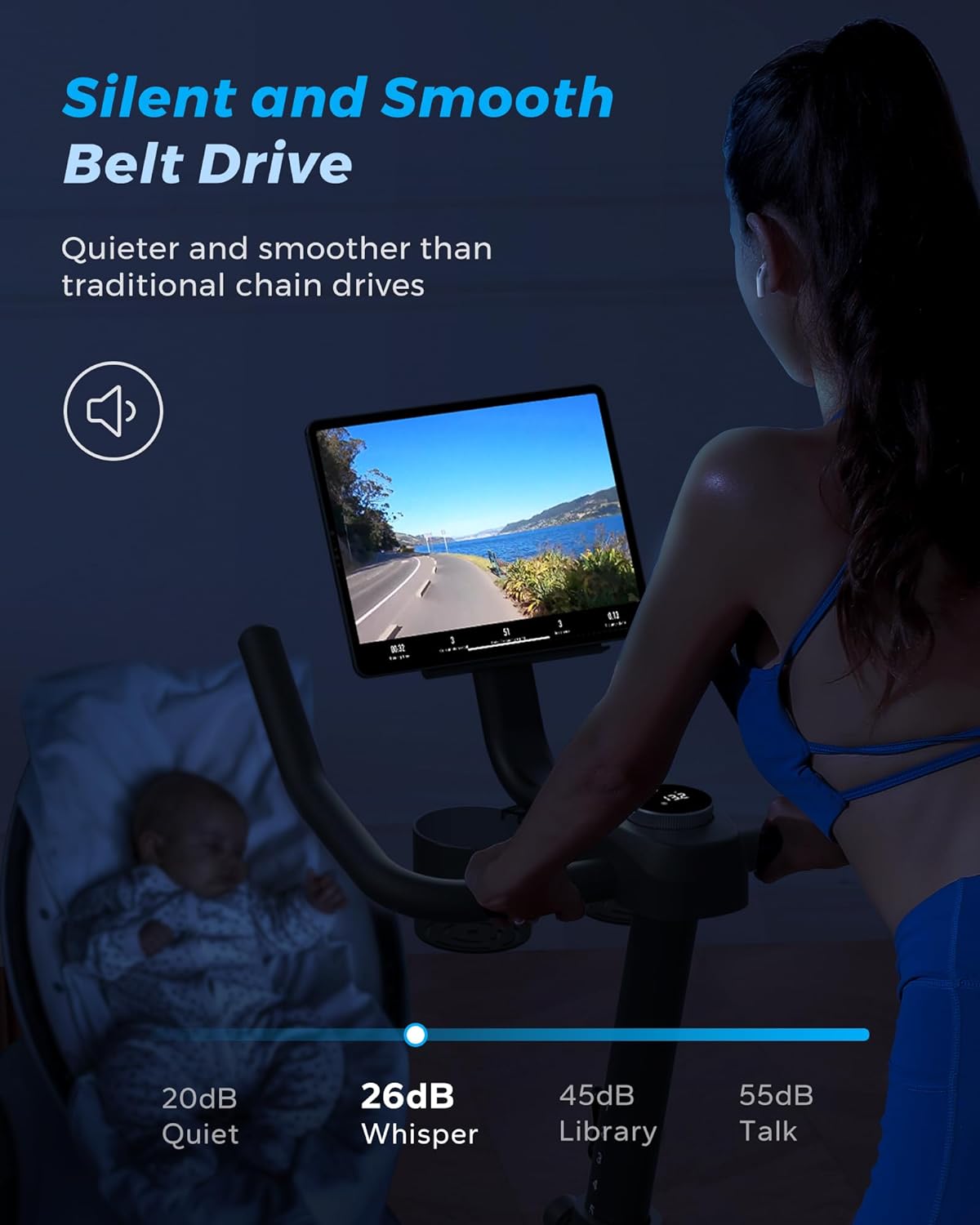 MERACH Bicicleta estática, pastillas de freno magnéticas/bicicleta estática con aplicación exclusiva, bicicleta de interior de bajo ruido, soporte de 270 lb