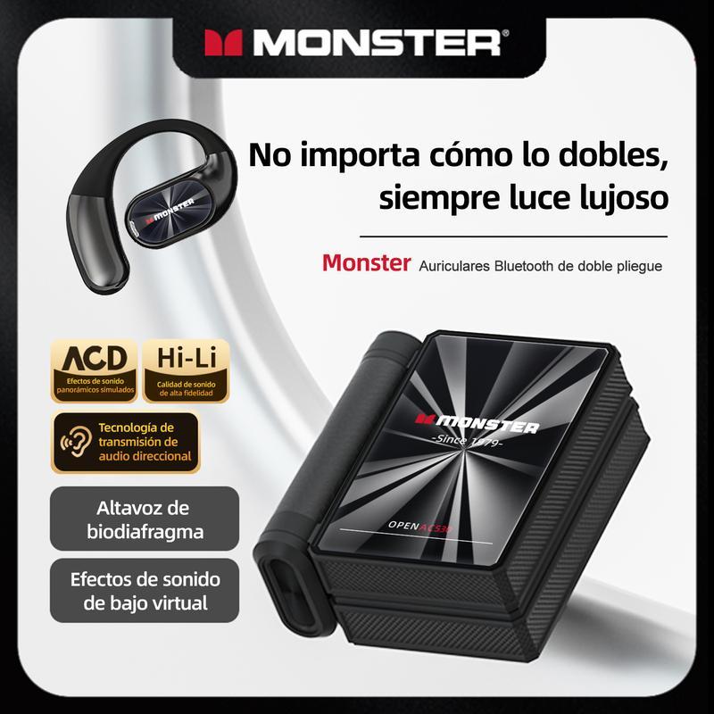 Monster Open-Ear Audífonos Inalámbricos, Bluetooth 6.0, 100 H de Duración, Compatibles con iPhone Android y Dispositivo Bluetooth, 14.2 mm Diafragmas, Para Gimnasio, Estudio y Trabajo - Regalo de Primera Elección