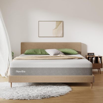 Novilla Colchón California King 🛏️, Espuma Viscoelástica con Gel 10 Pulgadas, Frescura y Alivio de Presión, Dureza Media