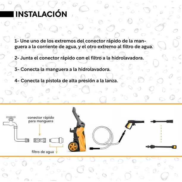 Hidrolavadora Eléctrica Portátil 2000 Psi + Cepillo + Accesorios Kingsman HIDROKING2000RM