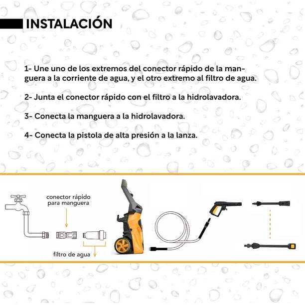 Hidrolavadora Eléctrica Portátil 2000 Psi + Cepillo + Accesorios Kingsman HIDROKING2000RM