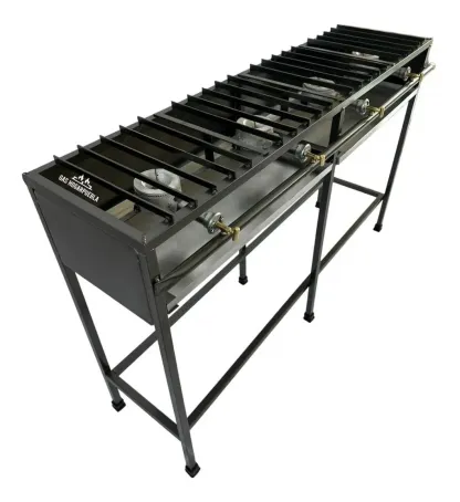 Parrilla Y Plancha De Trabajo 4 Quemadores 3/4 Gris Horneado