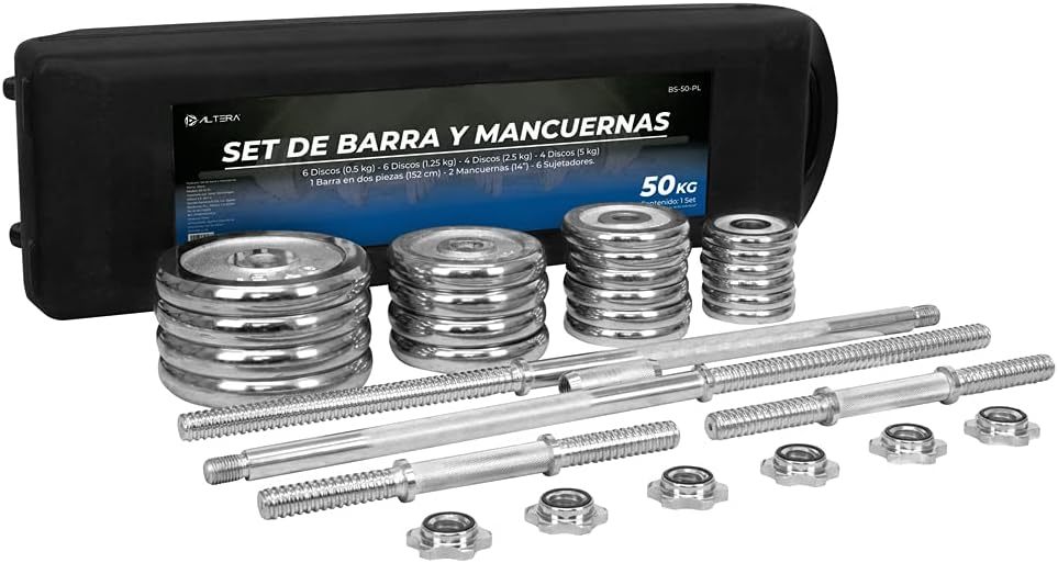 Altera Set de Mancuernas y Discos, Pesas Ajustables con Estuche para E