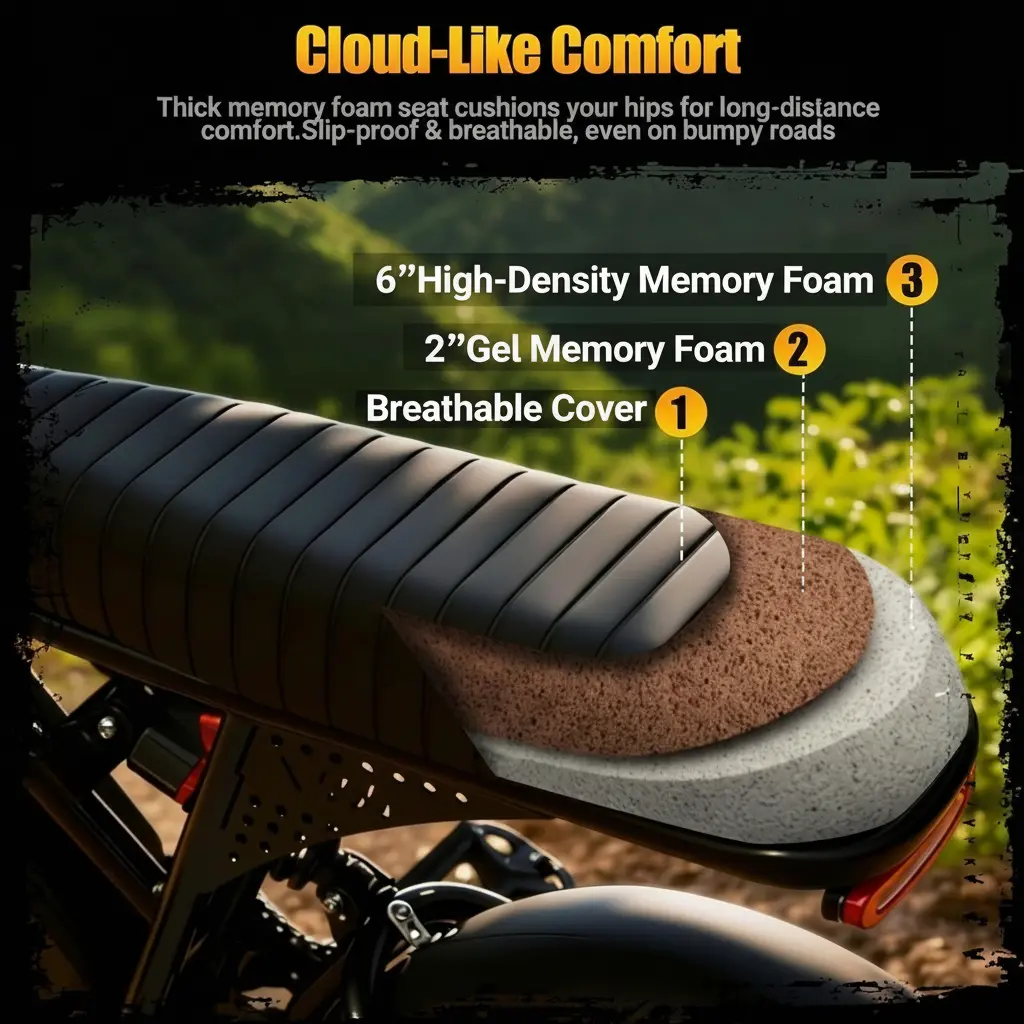 ⚡ESKUTE V100 Bicicleta Eléctrica para Adultos, Llantas Gruesas Fat‑Tire 16" Todoterreno, Motor Pico 1500W, Batería 48V 13Ah Larga Autonomía, Velocidad 45 km/h, Doble Suspensión, Ideal para Desplazamientos y Camping