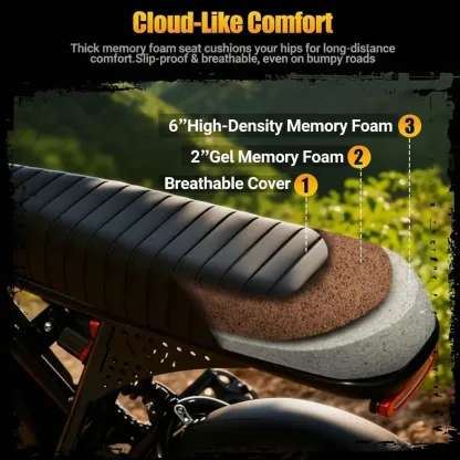 ⚡ESKUTE V100 Bicicleta Eléctrica para Adultos, Llantas Gruesas Fat‑Tire 16" Todoterreno, Motor Pico 1500W, Batería 48V 13Ah Larga Autonomía, Velocidad 45 km/h, Doble Suspensión, Ideal para Desplazamientos y Camping