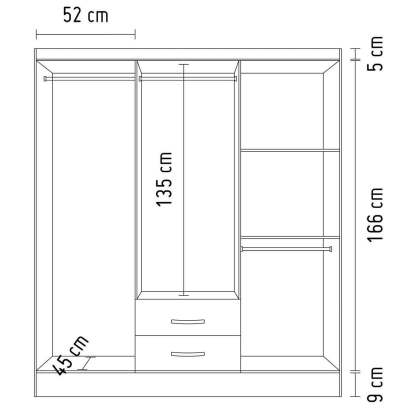 Closet Caoba 6 puertas 2 cajones