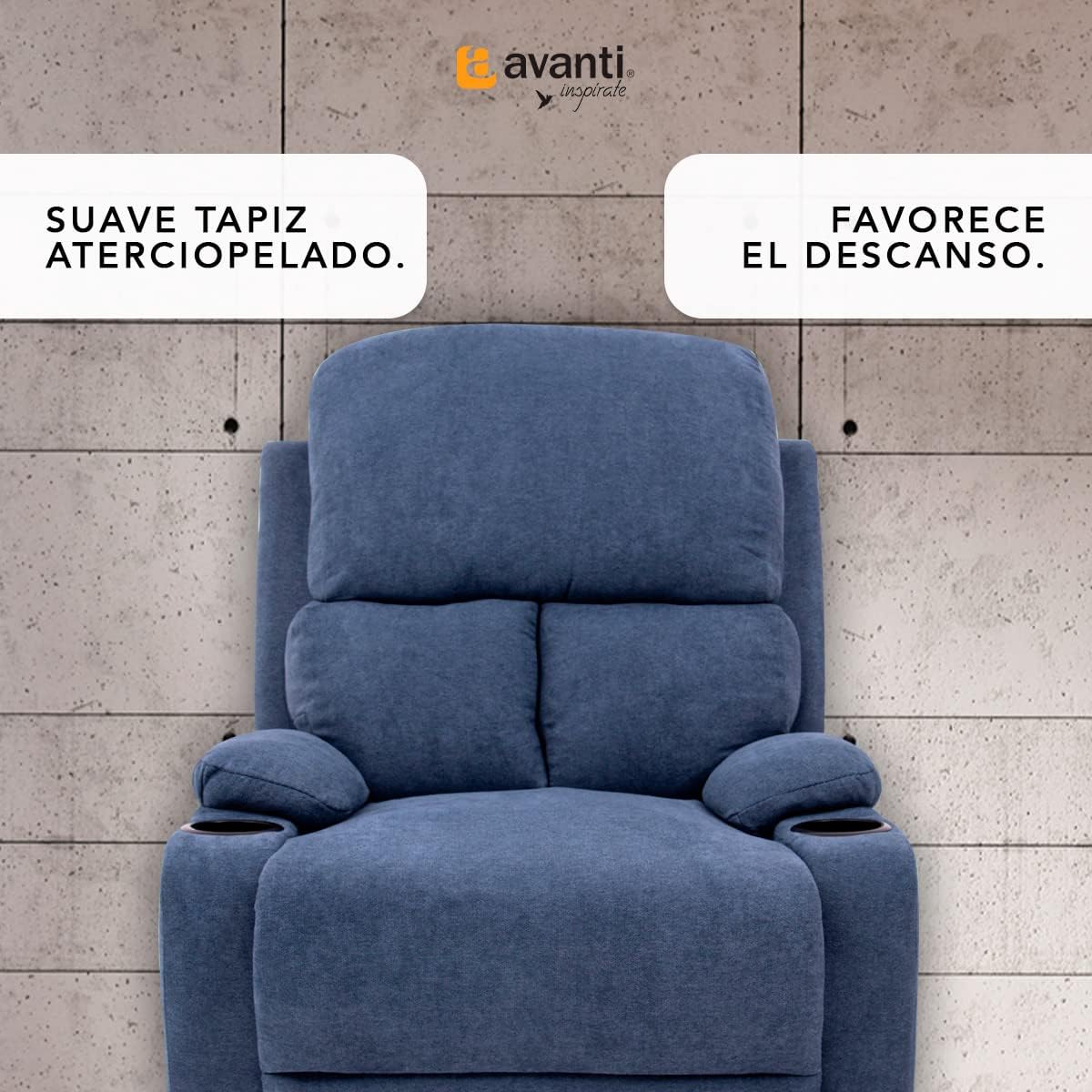 Sillon Reclinable para Adultos Individual - Brady - con Sistema Manual - Reposet de Tela - Varios Colores (Gris).