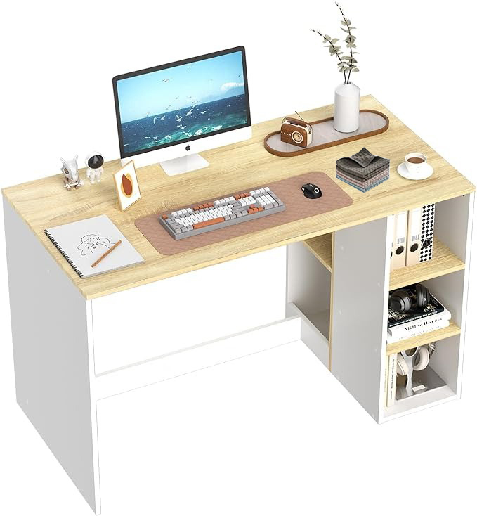 FurnitureR Escritorio para Computadora de Oficina con Almacenamiento E