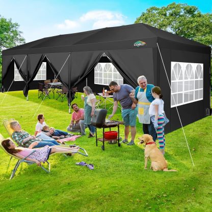 COBIZI - Toldo desplegable de 10 x 20 Pulgadas con 6 Paredes Laterales, toldo Impermeable para Eventos al Aire última intervensión, UPF 50+ cenador portátil para Fiestas, Playa, Camping, Boda,