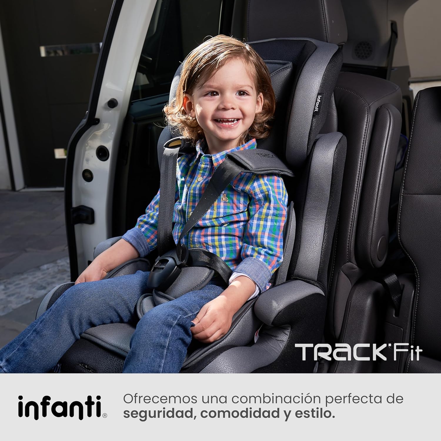 INFANTI | Asiento para Bebe Carro Portabebe TRACK-FIT | Autoasientos para Bebe | Booster Car Seat - Cosas para Bebes - Silla para Bebe | Respaldo Desmontable | Desde 9 kg a 36 kg