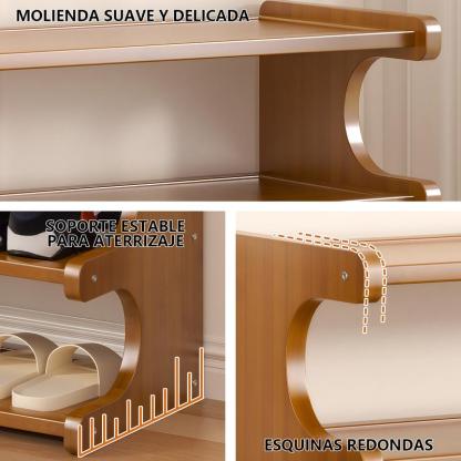Estuche de almacenamiento 6Niveles para entrada de madera sólida y bambú multicapa, zapatero grande de bambú con gran capacidad, ahorro de espacio en el hogar o dormitorio, acomodar múltiples pares de zapatos con supergran capacidad, solución de almacenaj