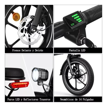 Bicicleta Eléctrica Plegable Para Dos Pasajeros 35 Km/h