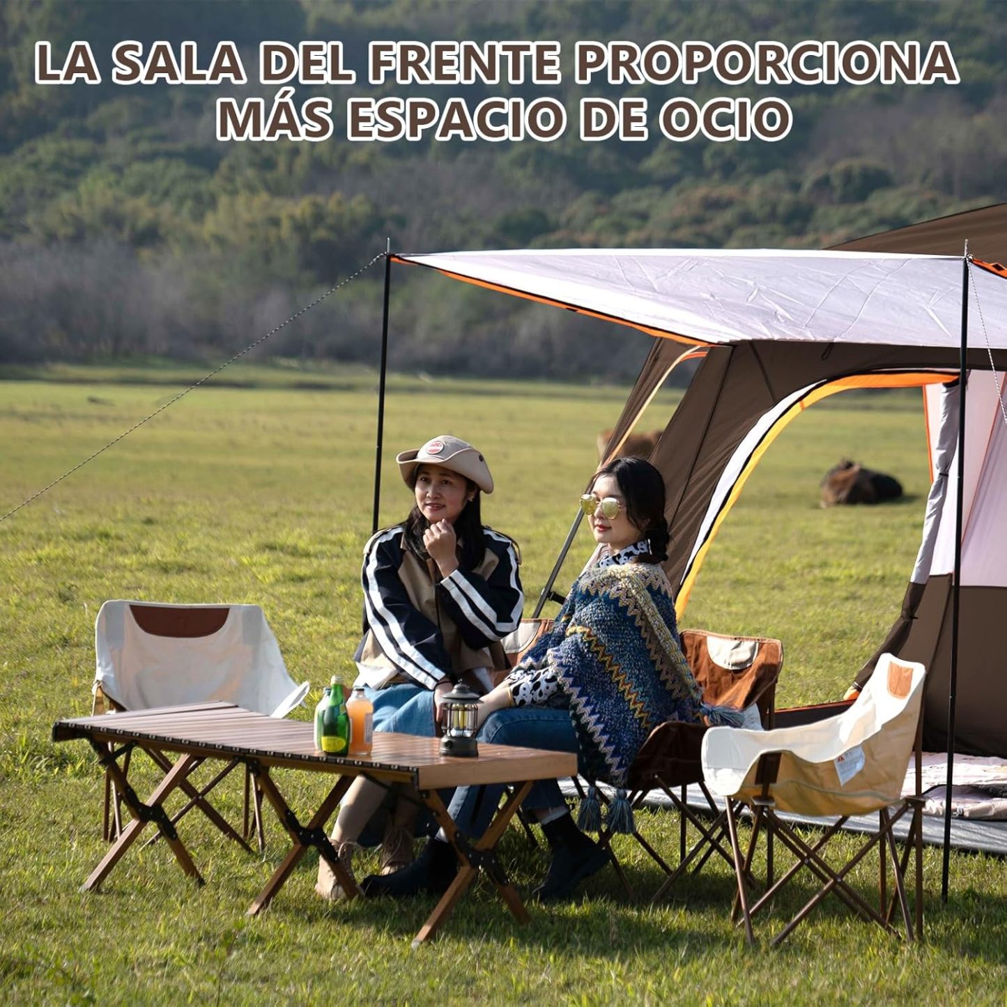 JeeLeeko Casa de CampaÃ±a PortÃ¡til,Tienda de CampaÃ±a para 5-8 Personas,Tienda Familiar de FÃ¡cil InstalaciÃ³n,Tienda para Acampar Impermeable con Alfombra de Piso y Toldo de Puerta,Adecuado para Al Aire