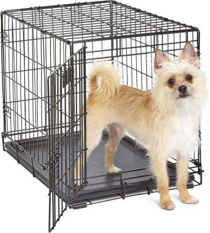 MidWest Homes for Pets - Jaula para perros XL | Jaula para perros MidWest iCrate de metal plegable con doble puerta con panel divisor, protege los pies y bandeja para perros a prueba de fugas | 48 pulgadas de largo x 30 de ancho x 33 pulgadas de alto, raz