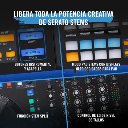 Rane FOUR Controlador DJ Stems Avanzado, 4 Canales - Jog Wheels de 8.5" + Displays, Mezclador DJ con FX Internos, Serato DJ Pro + Pitch 'n Time DJ