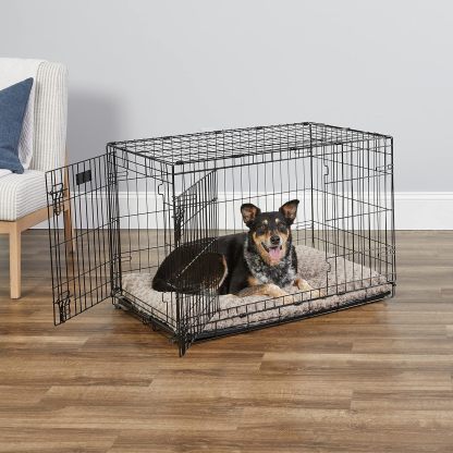 MidWest Homes for Pets - Jaula para perros XL | Jaula para perros MidWest iCrate de metal plegable con doble puerta con panel divisor, protege los pies y bandeja para perros a prueba de fugas | 48 pulgadas de largo x 30 de ancho x 33 pulgadas de alto, raz