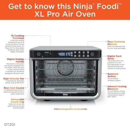 Ninja - Horno eléctrico con Air Fryer XL Pro 10 en 1, Foodi | DT201
