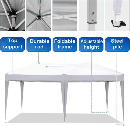 COBIZI - Toldo desplegable de 10 x 20 Pulgadas con 6 Paredes Laterales, toldo Impermeable para Eventos al Aire última intervensión, UPF 50+ cenador portátil para Fiestas, Playa, Camping, Boda,