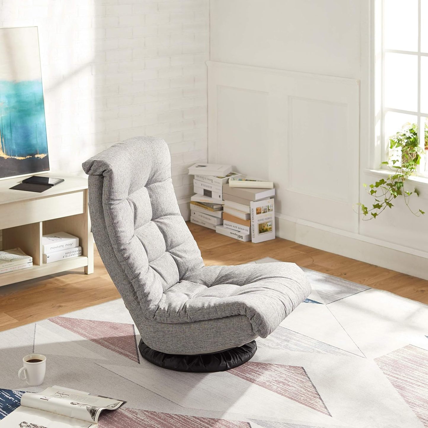 Amazon Basics - Silla giratoria de espuma con reposacabezas, ajustable, color gris