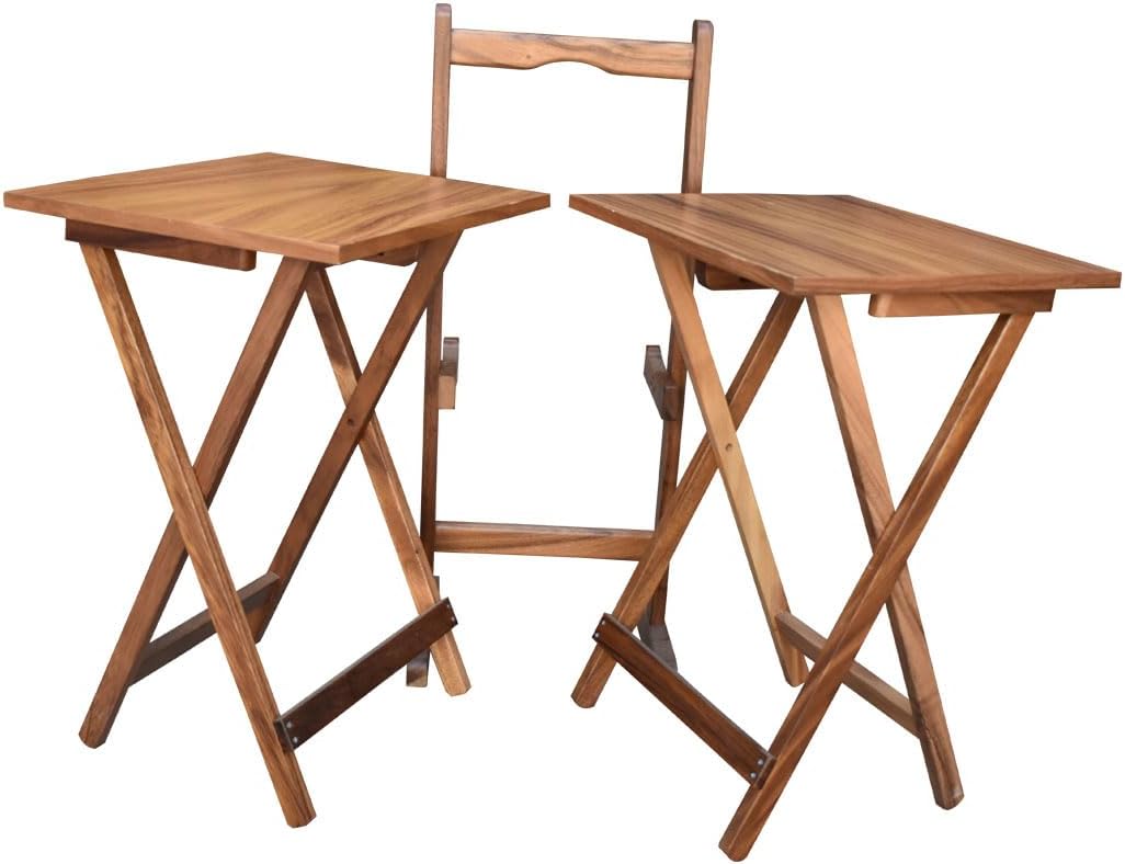 Hogare Mesas Plegables De Servicio con Base, Mesa, Mesa Auxiliar, Mesita, Juego de Parota (Chocolate)