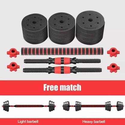 Kit De Pesas Set Mancuernas Ajustable 20kg Barra Rusa Kettlebell Ejercicio Completo Color Negro