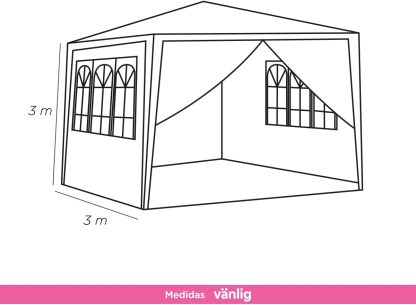 VANLIG | Toldo Carpa Armable 3x3mts |con Paredes Laterales Ventanas | para Fiesta