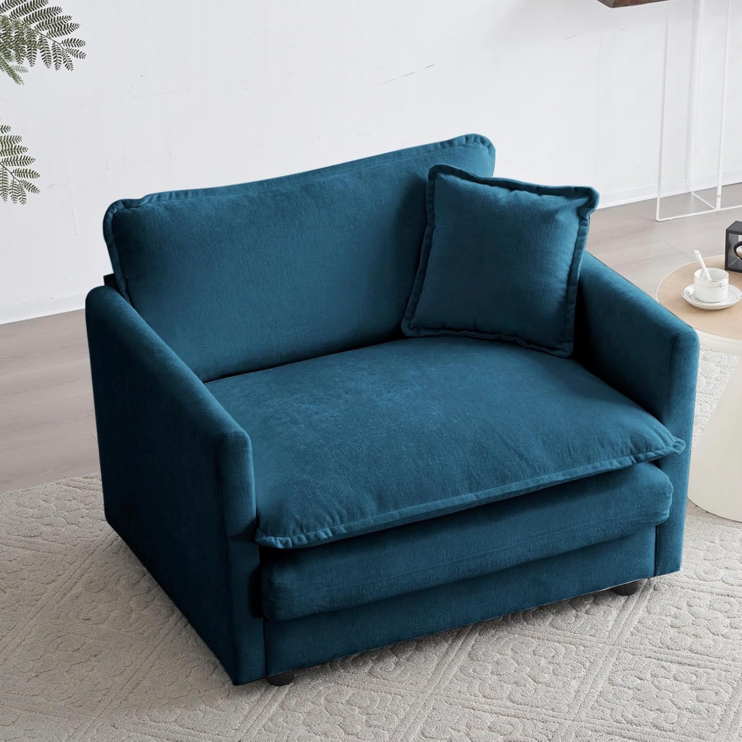 Neylory - Sofá de dos plazas con 2 almohadas para sala de estar, recámara, departamento, 2 plazas de felpilla para asiento profundo
